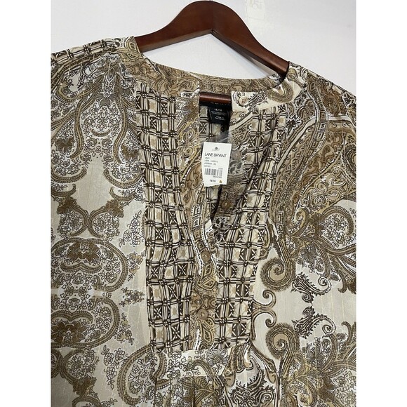 Lane Bryant Women's 14 16 Brown Gold long Sleeve Tunic Top NWT Cover Up - Picture 5 of 7